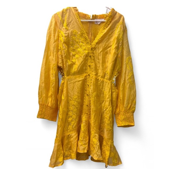L'ATISTE Short Button Dress Color Yellow Size XL Lace Cutout Zimm - Picture 2 of 8